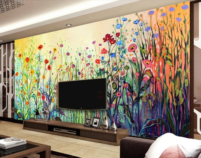 3D Graffiti Flower Color WC117 Wall Murals