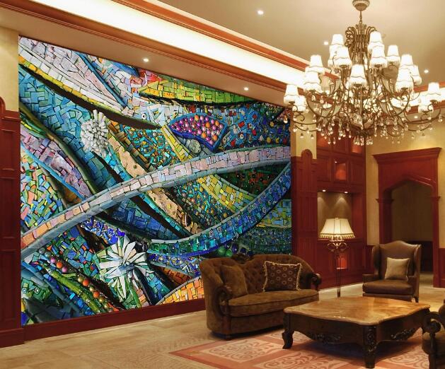 3D Colored Stones WC105 Wall Murals