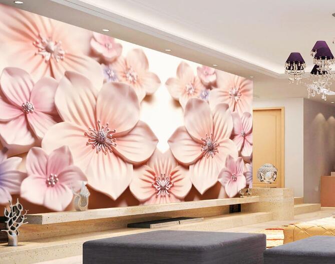 3D Pink Relief Flower WC157 Wall Murals