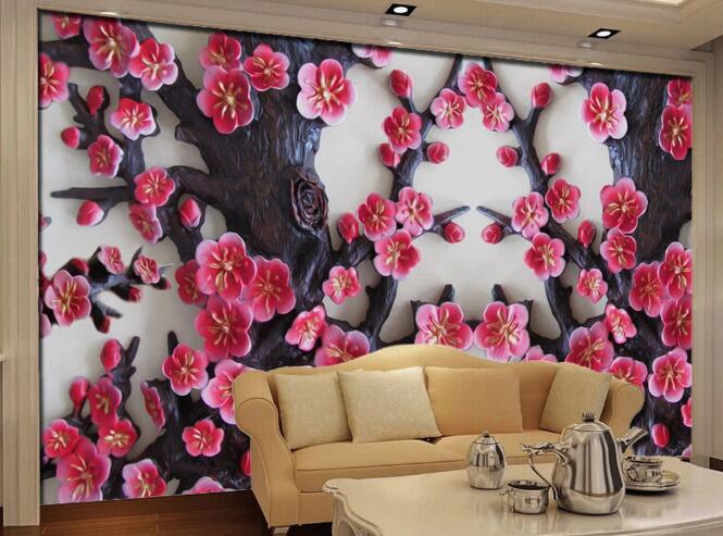 3D Plum Blossom Decoration WC113 Wall Murals