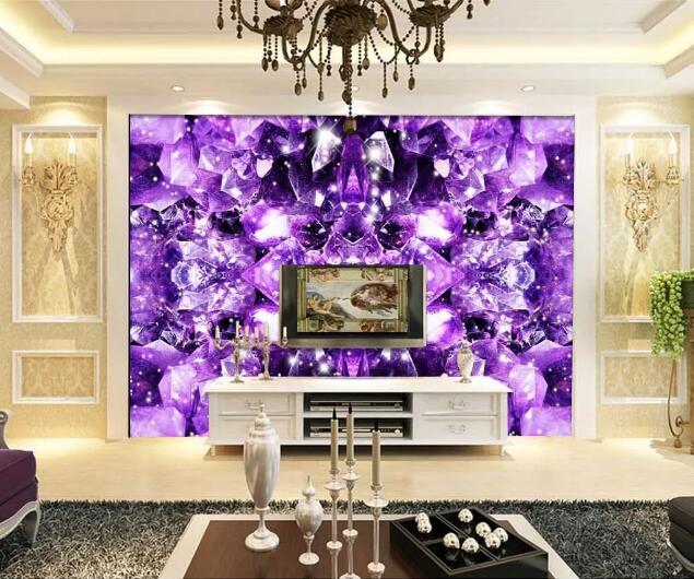 3D Purple Crystal WC282 Wall Murals