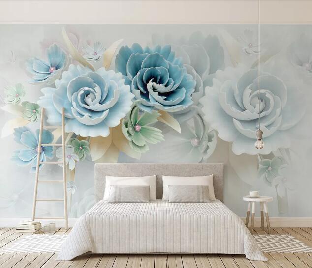 3D Blue Rose WC1629 Wall Murals