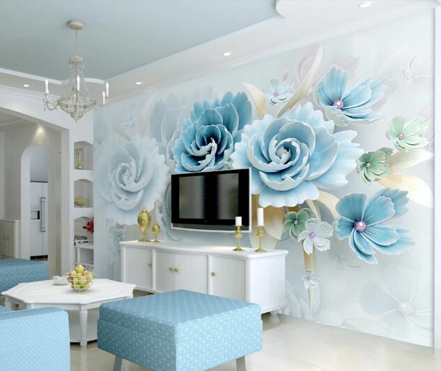 3D Blue Rose WC1629 Wall Murals