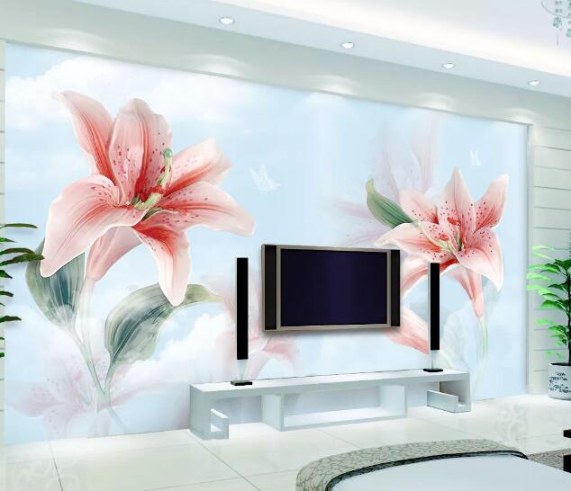 3D Red Lily WC184 Wall Murals