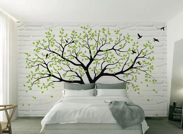 3D Black Bird WC182 Wall Murals