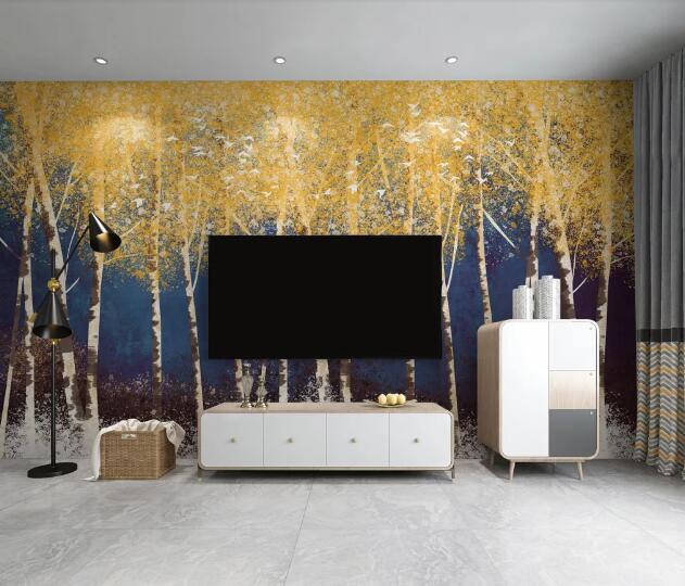 3D Yellow Forest WC2748 Wall Murals