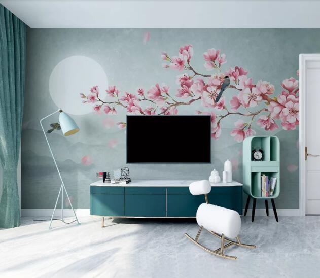 3D White Moon Plum WC2471 Wall Murals