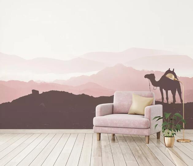 3D Sunset Camel WC1618 Wall Murals