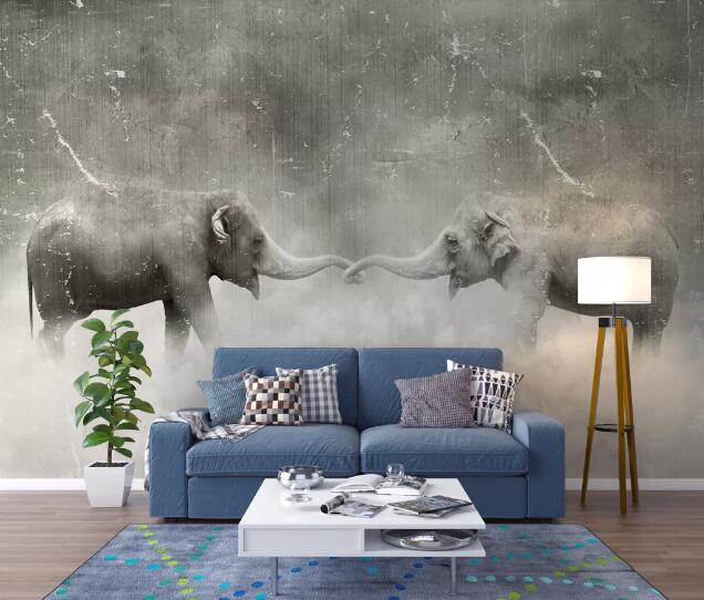 3D Cute Elephant WC1477 Wall Murals