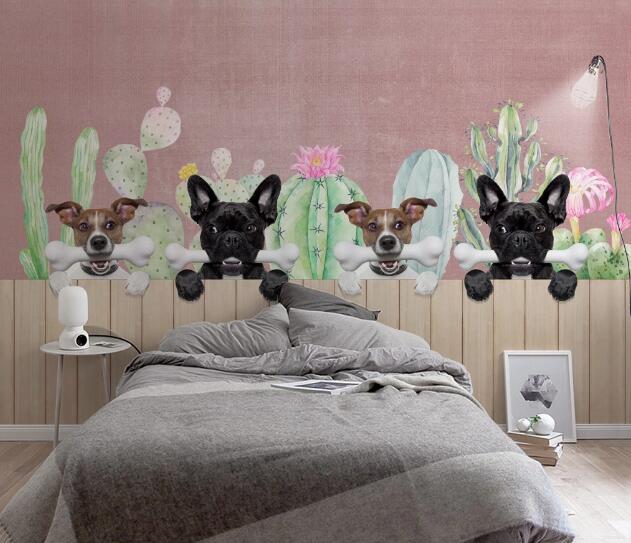 3D Puppy Cactus WC1131 Wall Murals