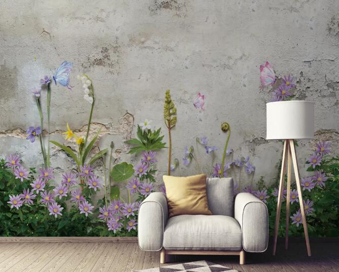 3D Purple Chrysanthemum WC586 Wall Murals