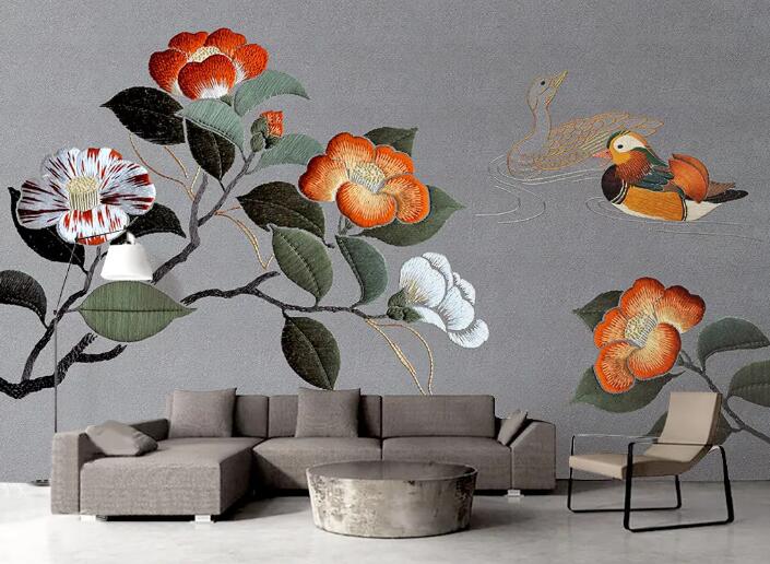 3D Embroidery Flower WC424 Wall Murals