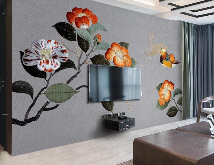 3D Embroidery Flower WC424 Wall Murals