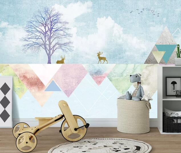 3D Fawn Triangle WC1005 Wall Murals