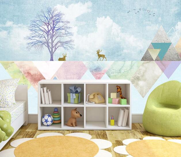 3D Fawn Triangle WC1005 Wall Murals