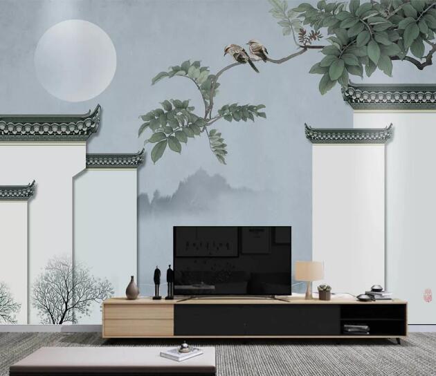 3D Moon Roof Bird WC2420 Wall Murals