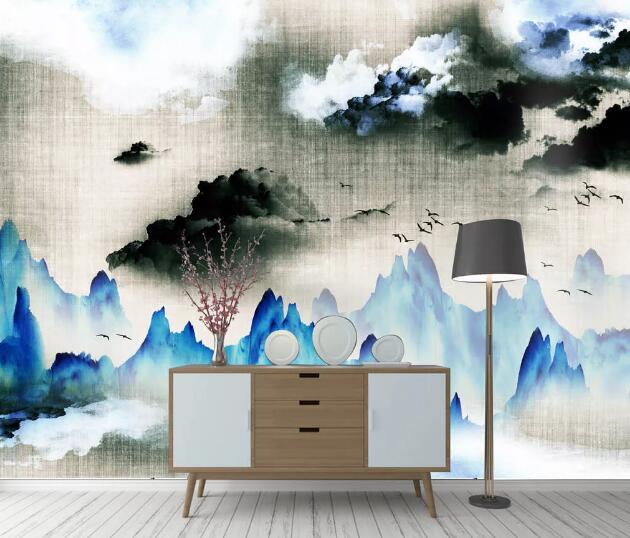 3D Blue Mountain WC2040 Wall Murals