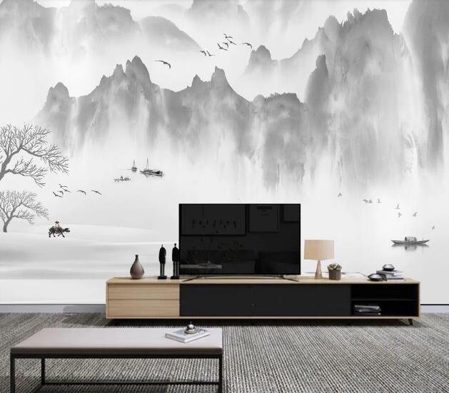 3D Lake Mountain WC1833 Wall Murals