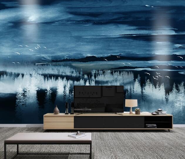 3D White Forest WC1860 Wall Murals