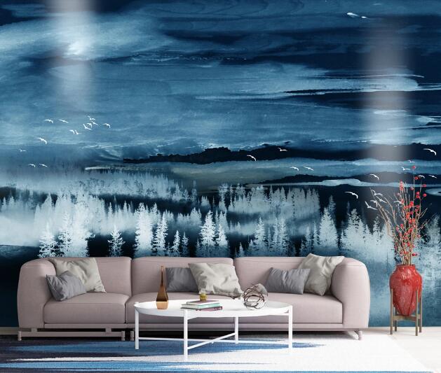 3D White Forest WC1860 Wall Murals