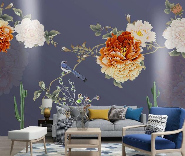 3D Bird Peony WC1602 Wall Murals