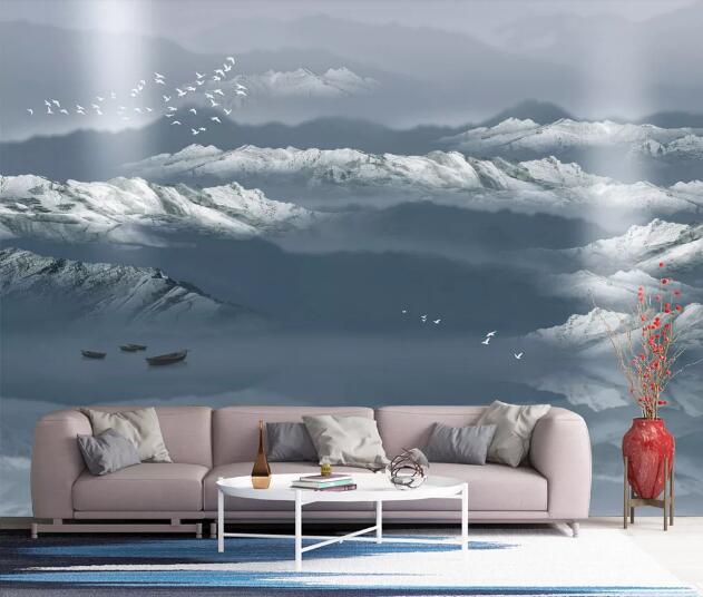 3D Canyon Boat WC1568 Wall Murals