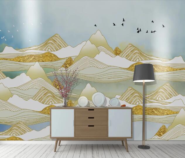 3D Golden Deer WC1547 Wall Murals