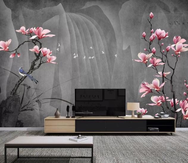 3D Kingfisher Flower WC1439 Wall Murals