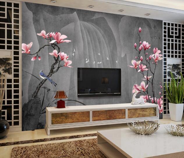 3D Kingfisher Flower WC1439 Wall Murals