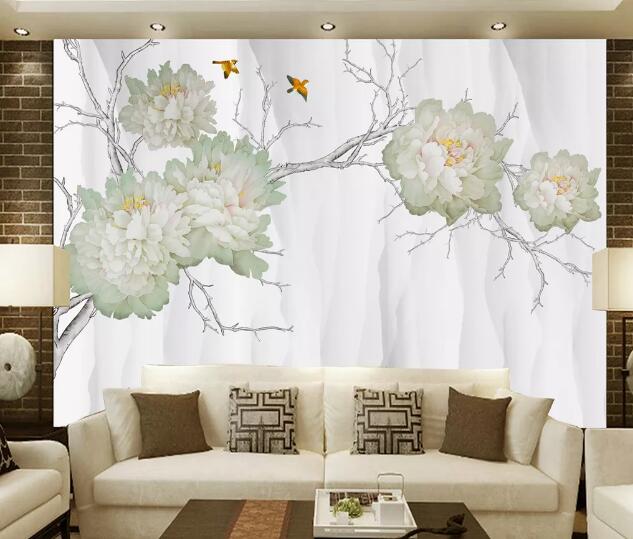 3D White Peony WC1202 Wall Murals