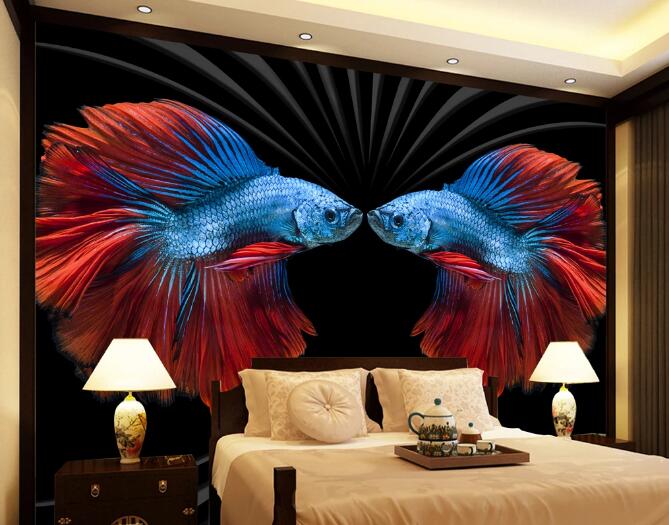 3D Blue Goldfish WC1182 Wall Murals