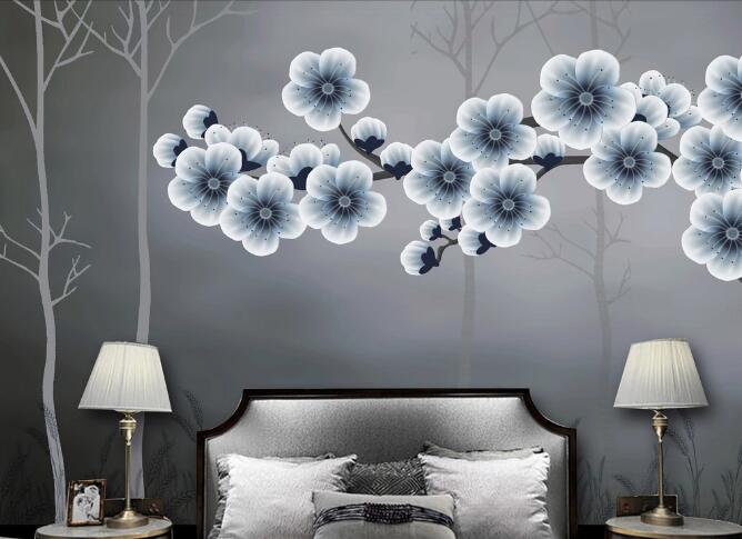 3D Blue Plum WC946 Wall Murals