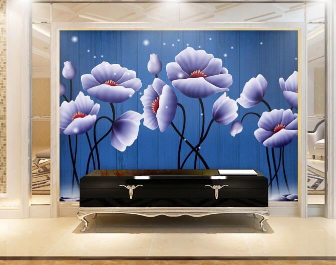 3D Blue Flower WC300 Wall Murals