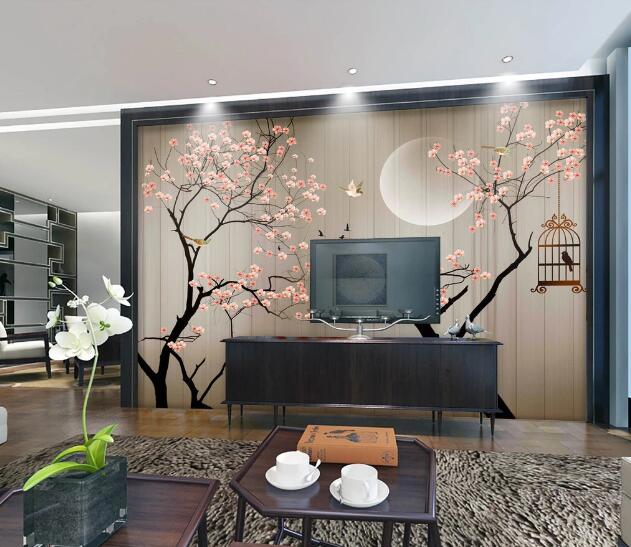 3D Moon Red Plum WC411 Wall Murals