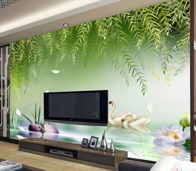 3D Swan Stone WC413 Wall Murals