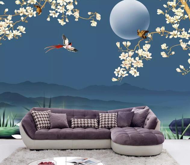 3D Moon Flower WC475 Wall Murals