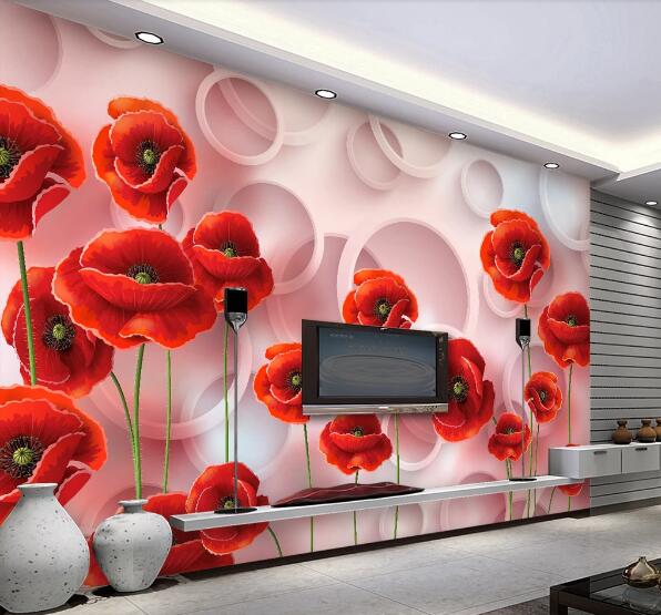 3D Bright Peony WC114 Wall Murals