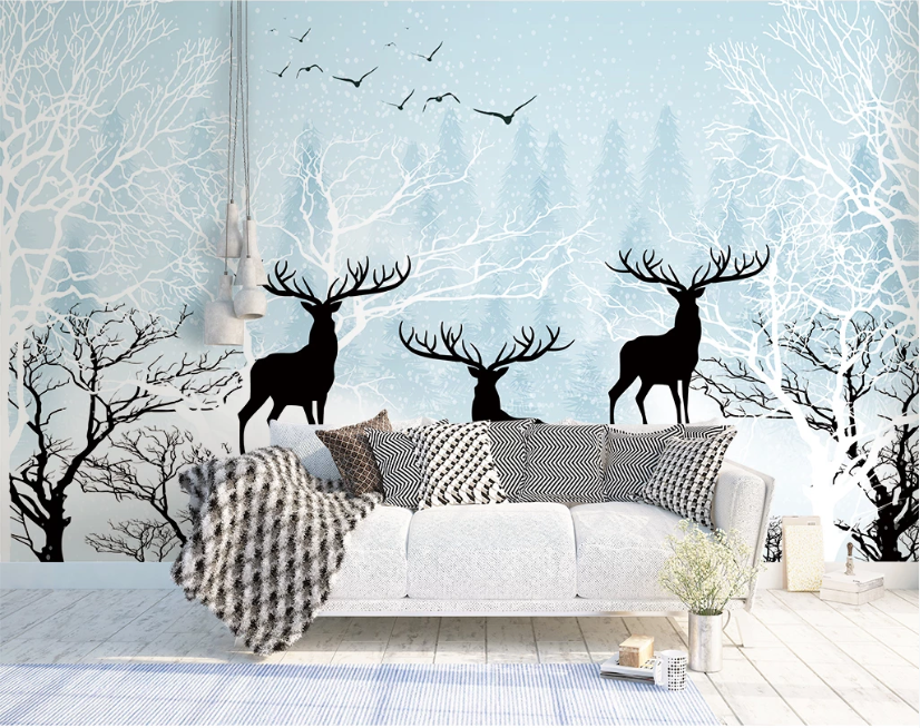 3D Black Tree Fawn WC1893 Wall Murals