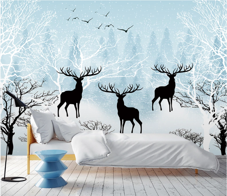 3D Black Tree Fawn WC1893 Wall Murals