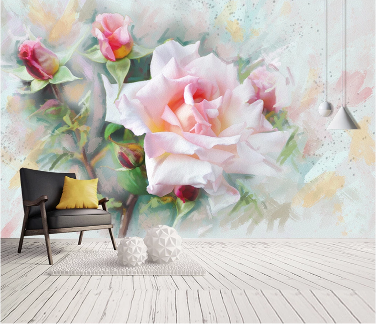 3D Pink Rose WC1836 Wall Murals