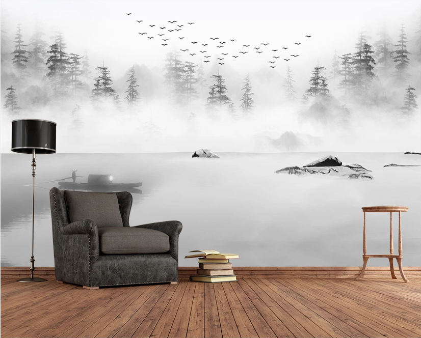 3D Forest Lake WC1821 Wall Murals