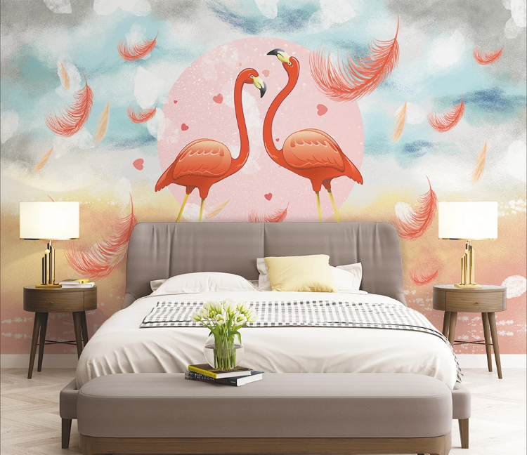 3D Flamingo Feathers WC1698 Wall Murals