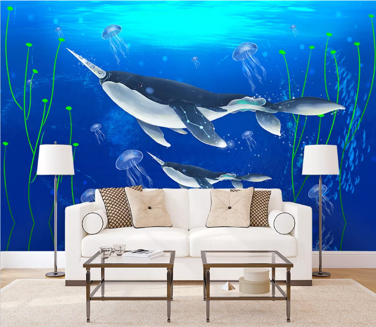 3D Jellyfish Shark WC1625 Wall Murals