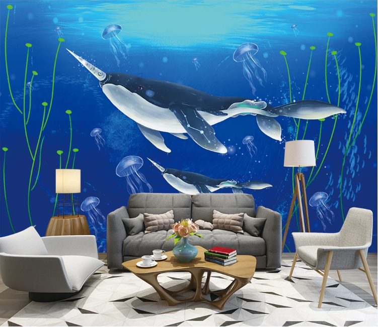 3D Jellyfish Shark WC1625 Wall Murals