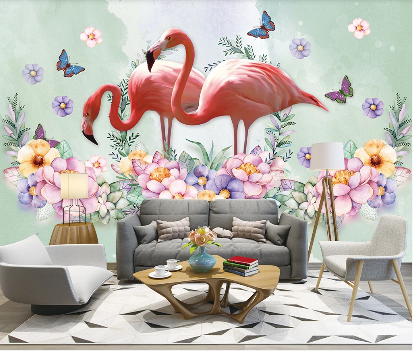 3D Flamingo Flower WC1582 Wall Murals