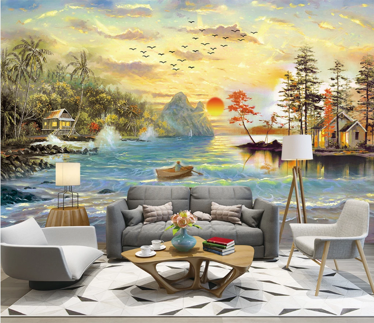 3D House Lake WC1572 Wall Murals