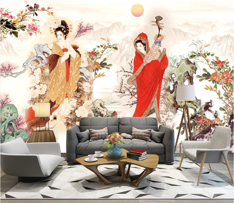 3D Woman Flower WC1535 Wall Murals