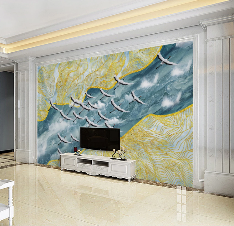 3D White Crane WC1084 Wall Murals