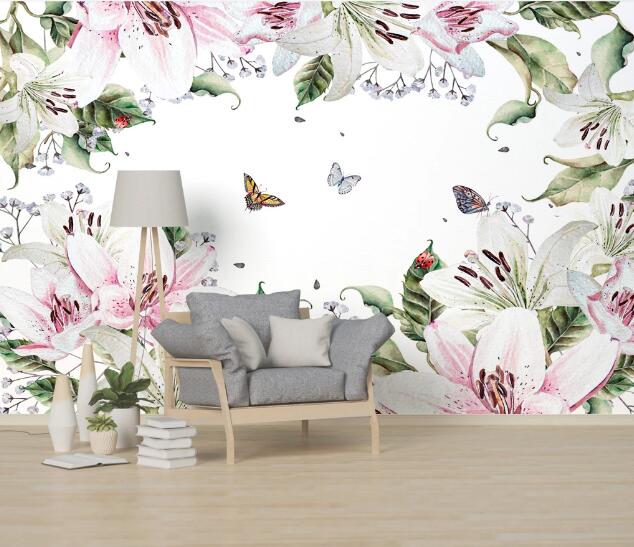 3D Butterfly Lily WC1097 Wall Murals