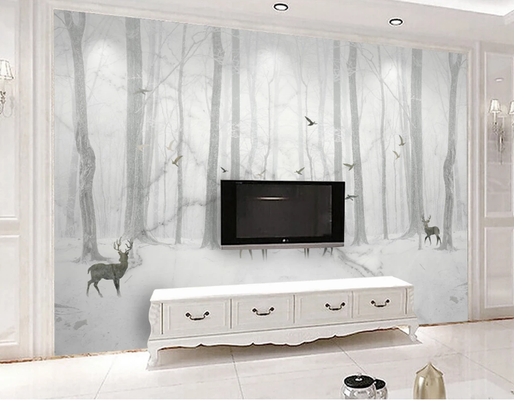 3D Black Deer Forest WC972 Wall Murals